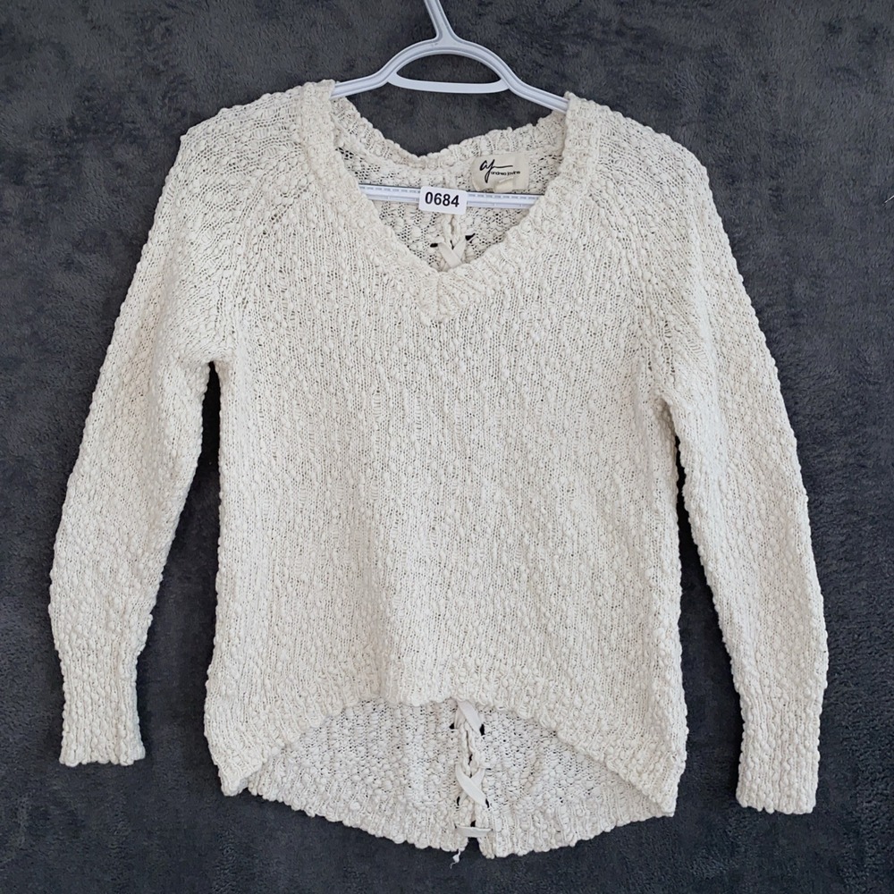 Andrea Jovine Small sweater Buncle Knit Cream Lace Up Back